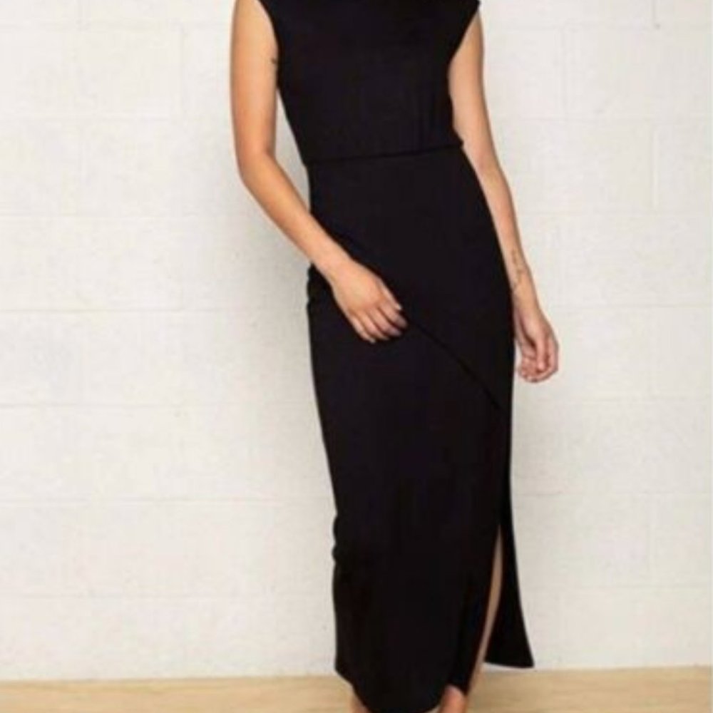 NWT Black Mock Neck Wrap Skirt Dress, Size S